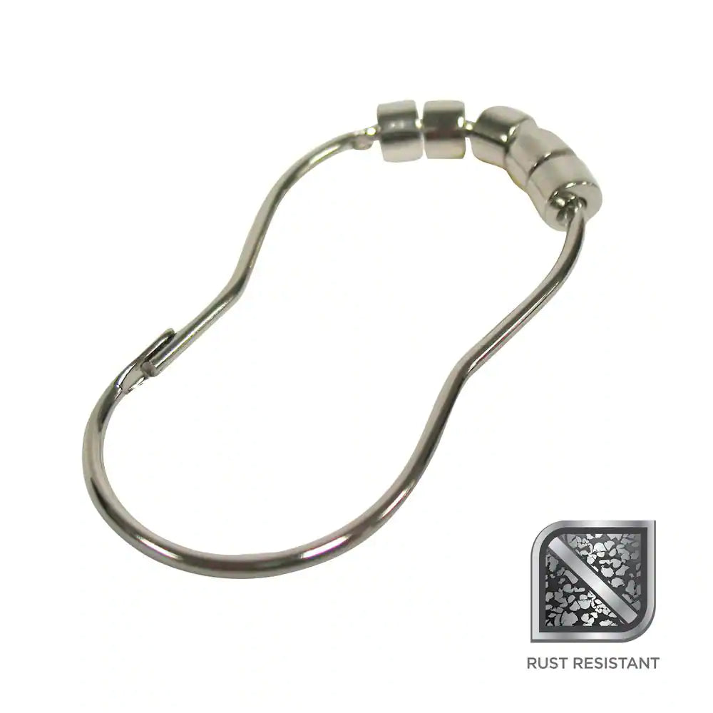"Chrome Metal Shower Curtain Rings/Hooks"