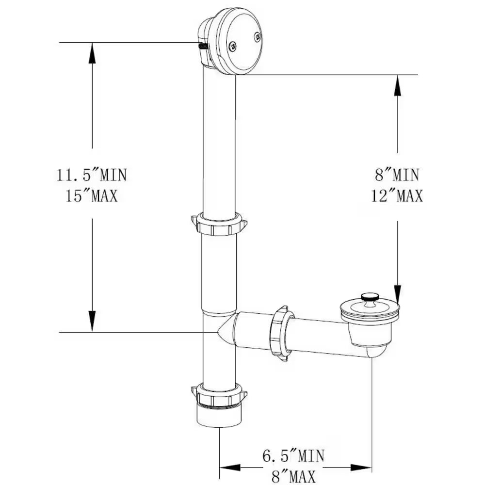 "Chrome Twist and Close Bath Waste and Overflow Drain with 1-1/2 In. White Poly Pipe"