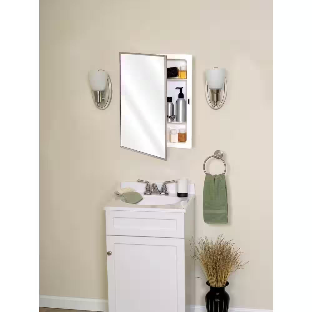 Rectangular Plastic Medicine Cabinet with Mirror - Dimensions: 16.1" W x 20.1" H