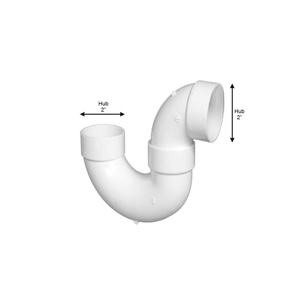 2 In. DWV PVC P-Trap with Solvent Weld Joint