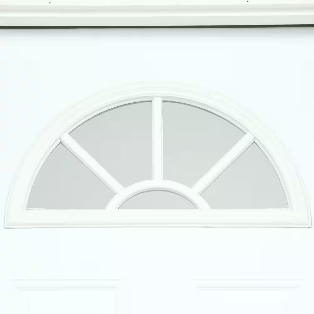 36 In. X 80 In. Fan Lite Primed Steel Prehung Left-Hand Inswing Front Door W/Brickmould