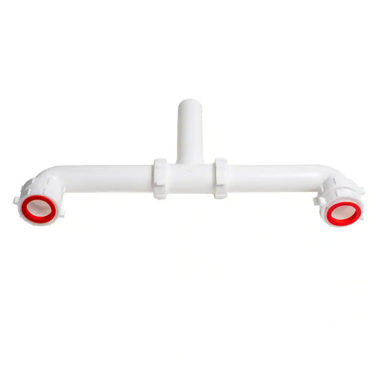 1-1/2 In. White Plastic Slip-Joint Sink Drain Center Outlet Waste