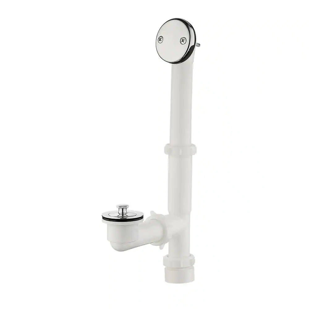 "Chrome Twist and Close Bath Waste and Overflow Drain with 1-1/2 In. White Poly Pipe"