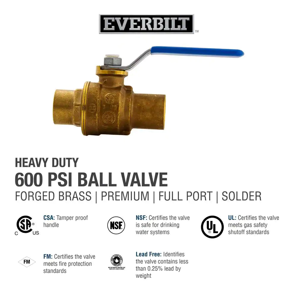 1/2 In. Brass C X C Full Port Ball Valve